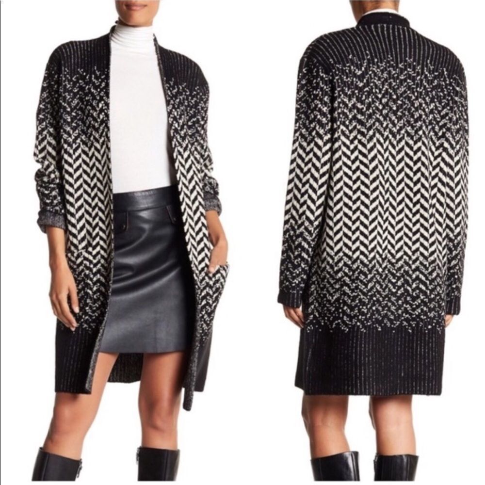 Vertigo Chevron Print Knit Duster Cardigan Sweater Sz XL